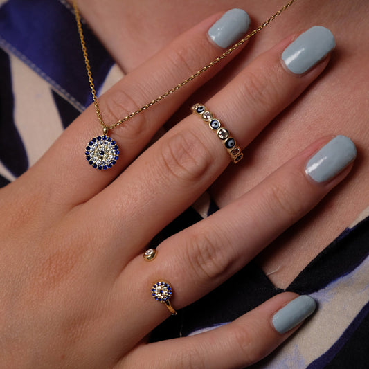 Halskette Armband und Ohrstecker "Nazar" Set