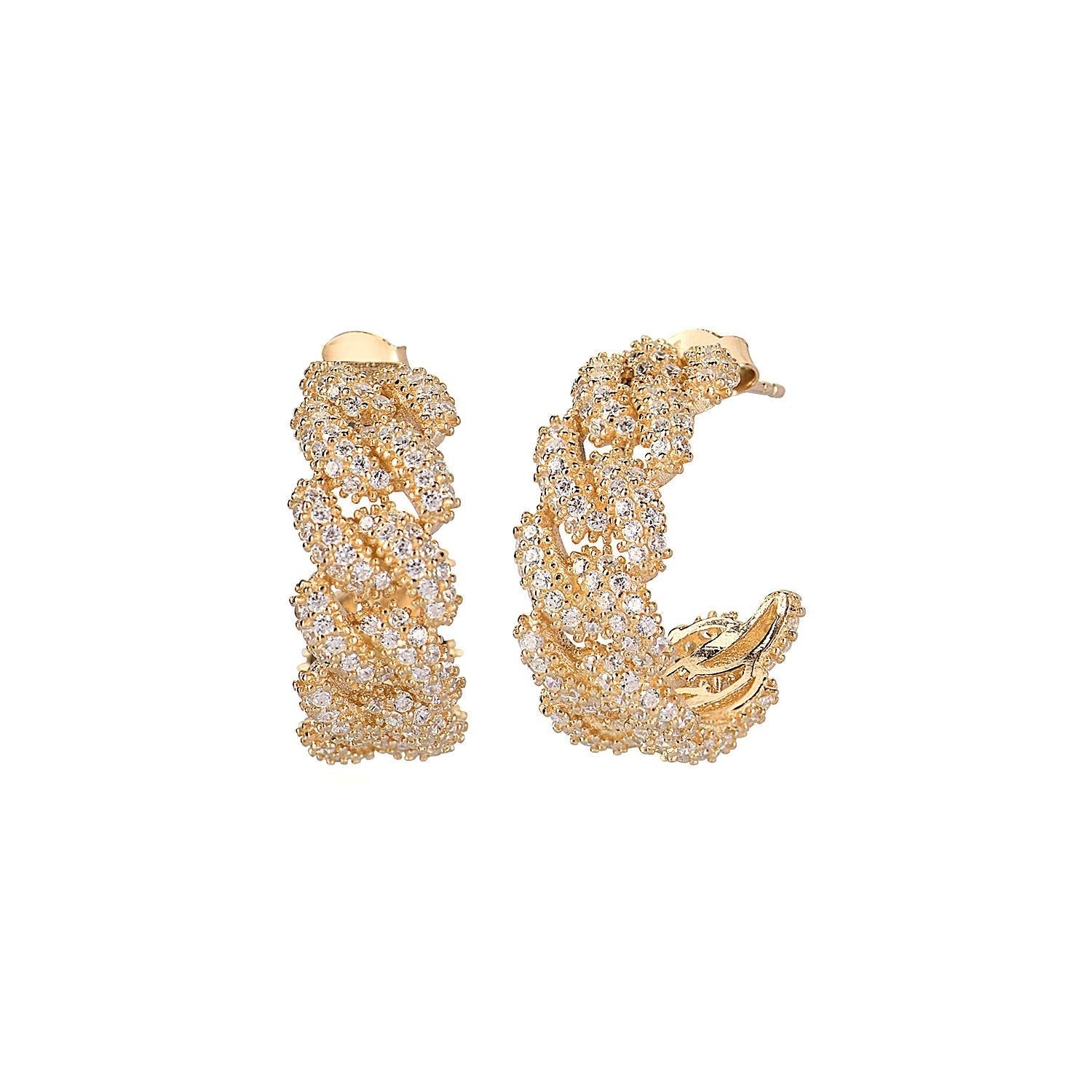 Geflochtene Ohrringe mit Zirkonia - ONYA