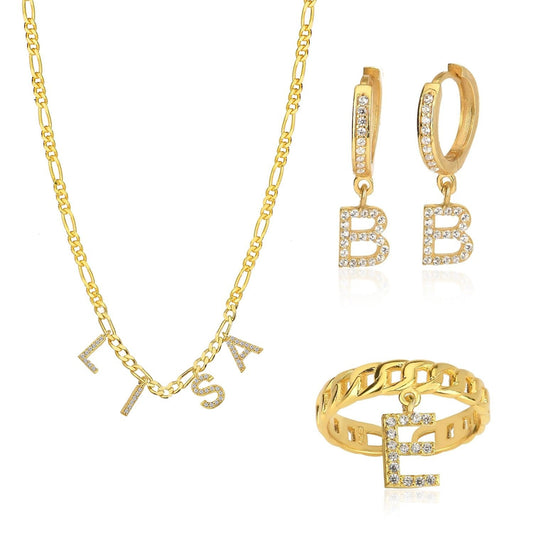 Namenskette, Ohrring und Ring Set - ONYA