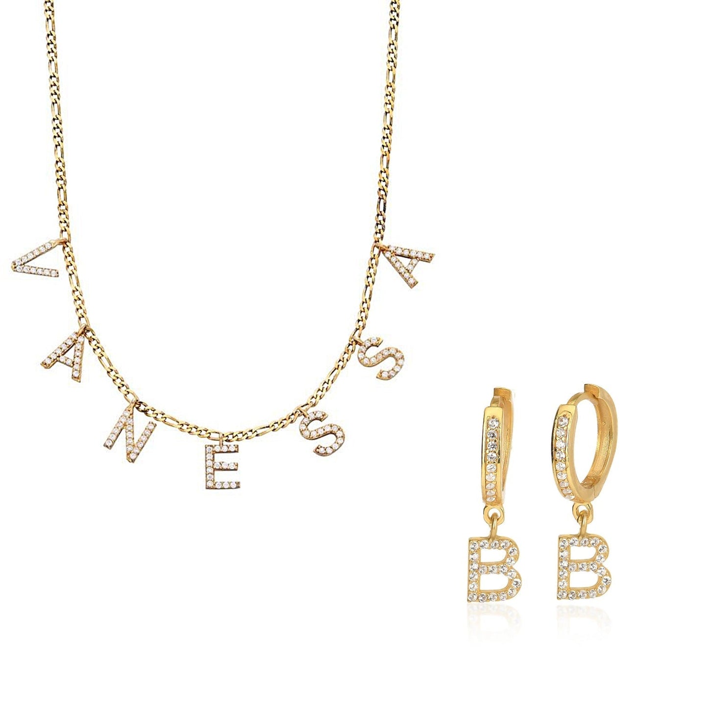 Namenskette und Ohrringe Set - ONYA