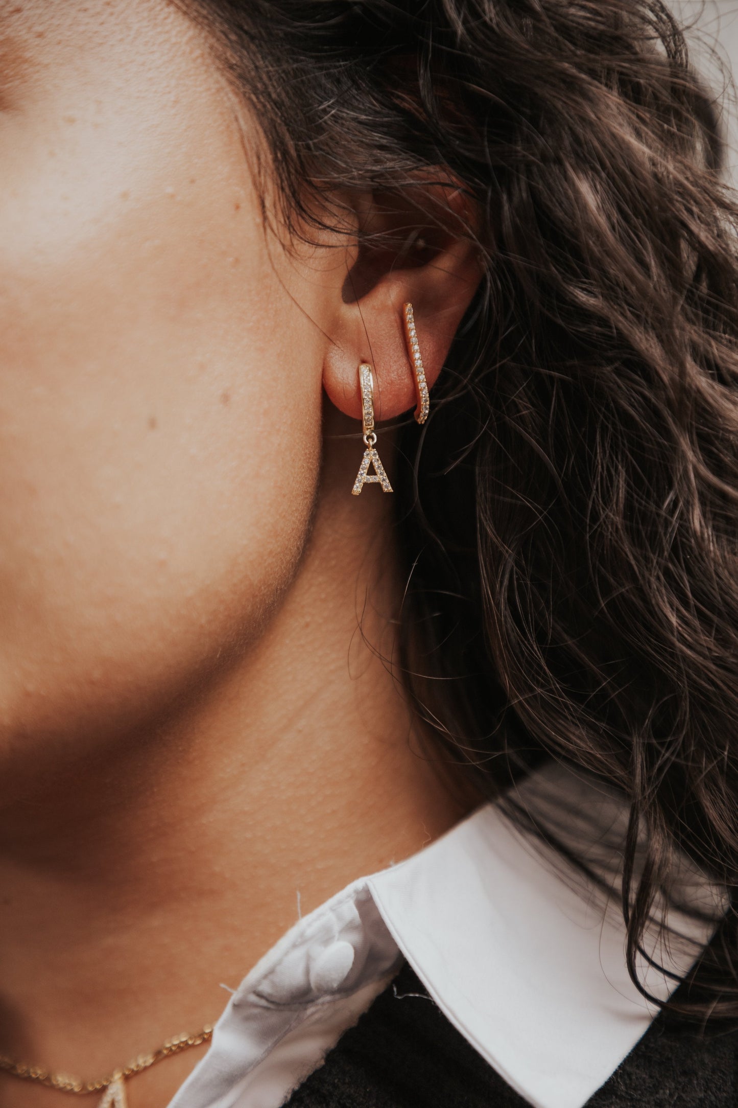 Ohrringe Zirkonia mit Buchstabe - ONYA